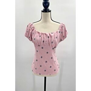 Torrid Slub Jersey Women 0 12 Large Babydoll Puff Sleeve Floral Milkmaid Peasant